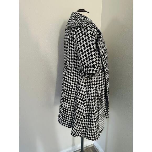 Houndstooth Short Sleeve Statement Coat Black And White Size Small - Picture 7 of 10